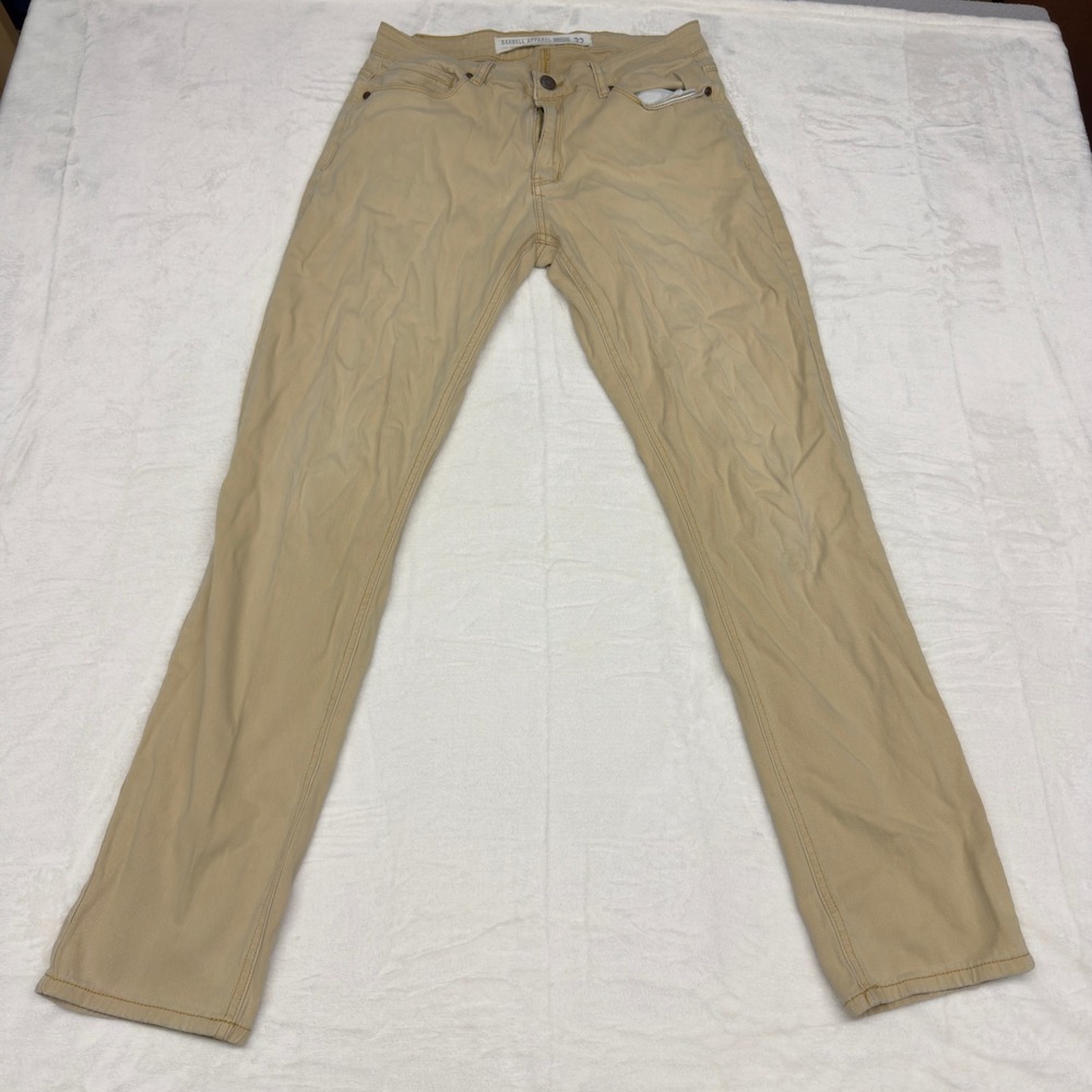 Barbell Apparel Pants Mens 32x31 Khaki Faded Slim Fit Chino Minimalist Casual
